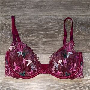 Victoria's Secret Burgundy Floral Lace Bra